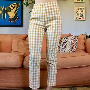 High Waist Gingham Stretch Pants
